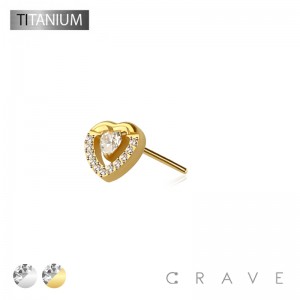 IMPLANT GRADE TITANIUM THREADLESS PUSH IN CZ DOUBLE HEART TOP PART